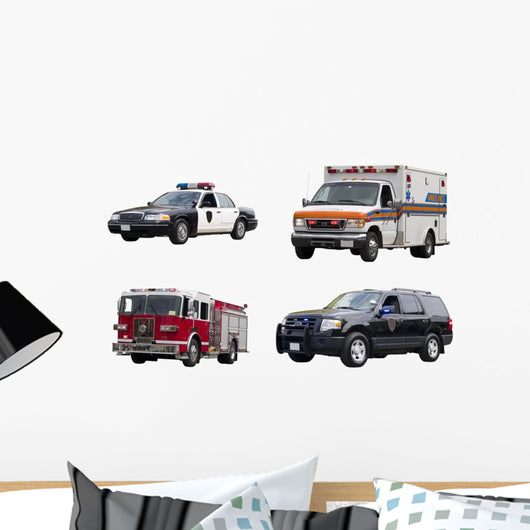 Set Emergency Vehicles Wall Decal Sticker Set