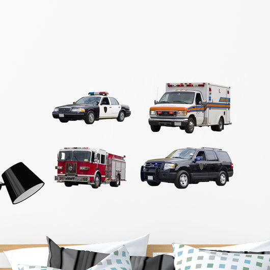 Set Emergency Vehicles Wall Decal Sticker Set
