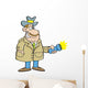 Cartoon Detective Holding Flashlight Wall Decal