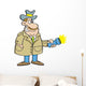 Cartoon Detective Holding Flashlight Wall Decal