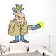 Cartoon Detective Holding Flashlight Wall Decal