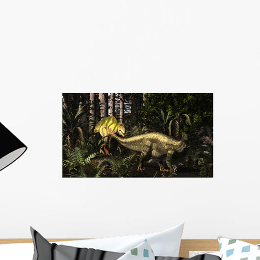 Acrocanthosaurus Hunting Tenontosaurus Forest Wall Decal