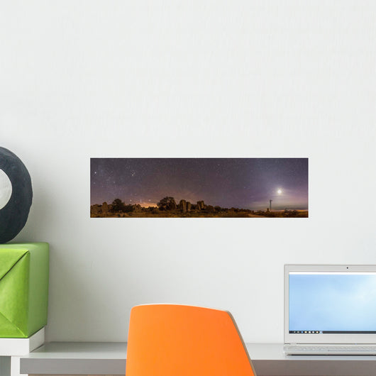 Waxing Moon above City Wall Decal