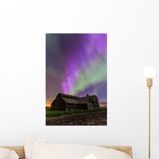 Purple Aurora over Old Wall Decal Design 2