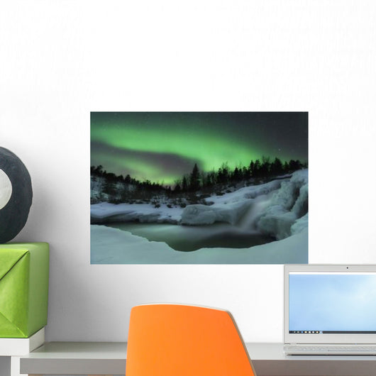 Wintery Waterfall and Aurora Wall Decal Design 5