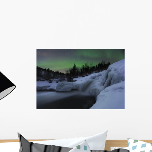 Wintery Waterfall and Aurora Wall Decal Design 4