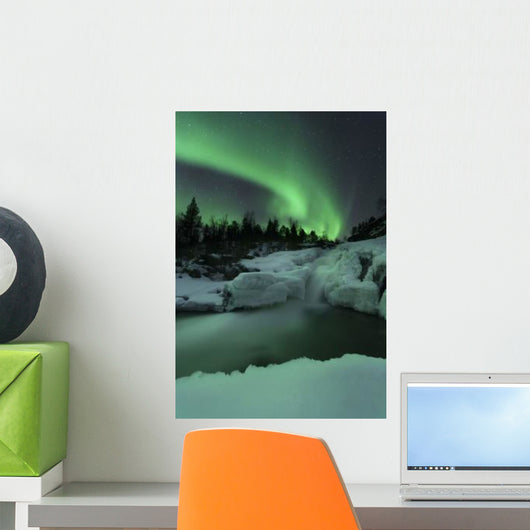 Wintery Waterfall and Aurora Wall Decal Design 3