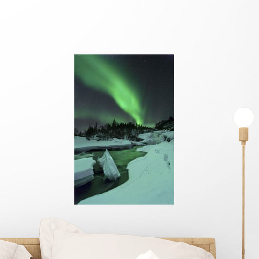 Aurora Borealis over Frozen Wall Decal Design 1