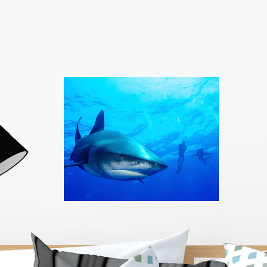 Diver Swimming with Oceanic Wall Decal Design 3