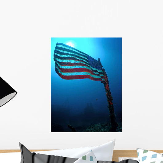 American Flag Sunken Ship Wall Decal