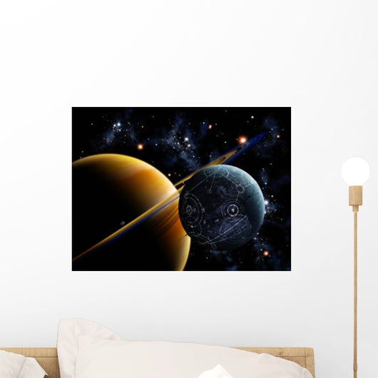 Two Artificial Moons Travelling Wall Decal