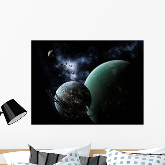 Massive Space Station Orbits Wall Decal