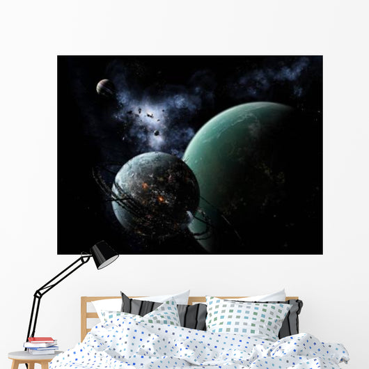 Massive Space Station Orbits Wall Decal