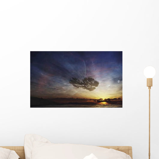 Despairing Man Sits Beach Wall Decal
