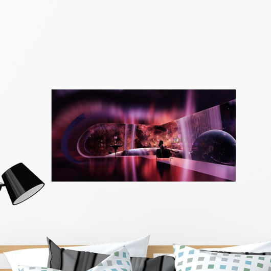 Rich Woman Looking Terrestrial Wall Decal