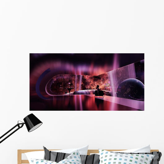 Rich Woman Looking Terrestrial Wall Decal