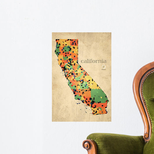California County Map Wall Mural