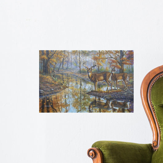Brookside Retreat - Whitetails Wall Mural