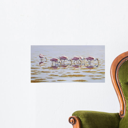 Spoonbills Feeding Wall Mural