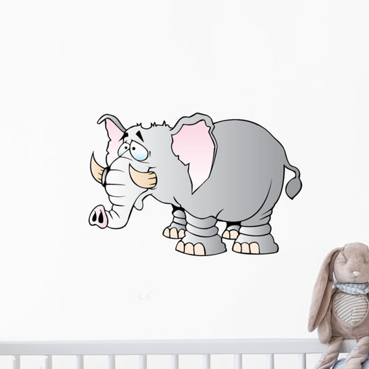 Cartoon Big elephant with Tusks Wall Decal