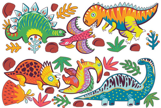 Bright Colorful Dinosaurs Wall Decal Sticker Set Wall Decal
