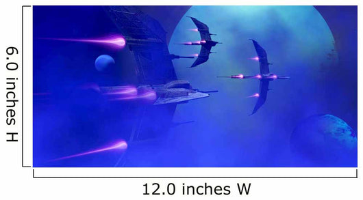 Starships Blast past Blue Wall Decal
