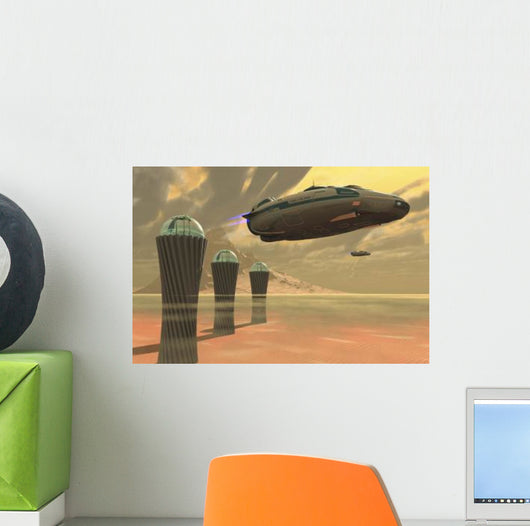 Two Spacecraft Takeoff from Wall Decal