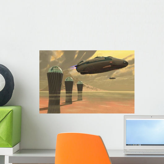 Two Spacecraft Takeoff from Wall Decal