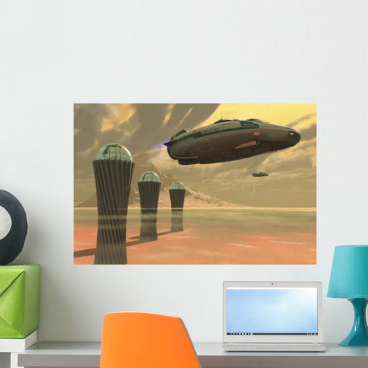 Two Spacecraft Takeoff from Wall Decal