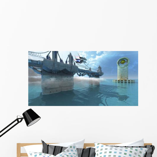 Spaceship Takes off from Wall Decal