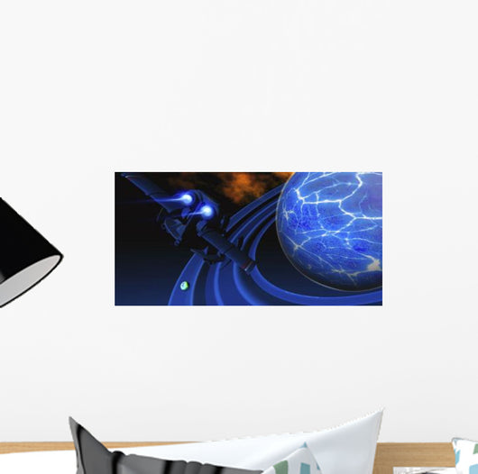 Spacecraft Flies near Ice Wall Decal