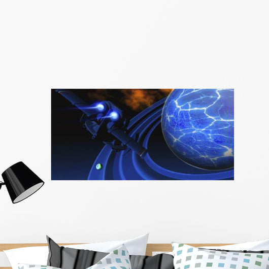 Spacecraft Flies near Ice Wall Decal