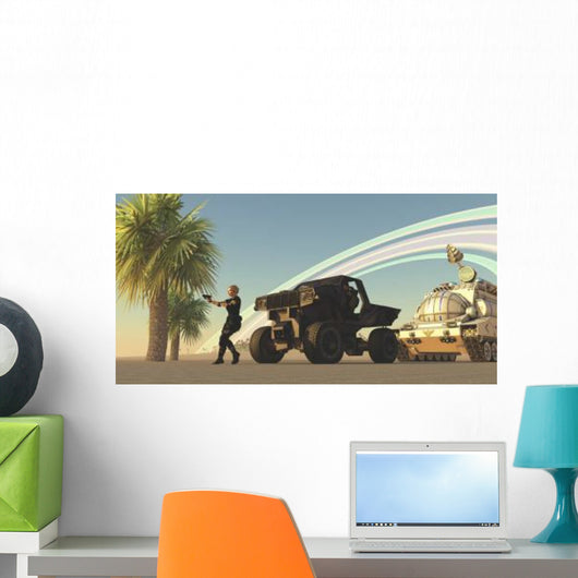 Female Soldier Draws Her Wall Decal