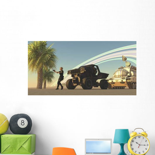 Female Soldier Draws Her Wall Decal