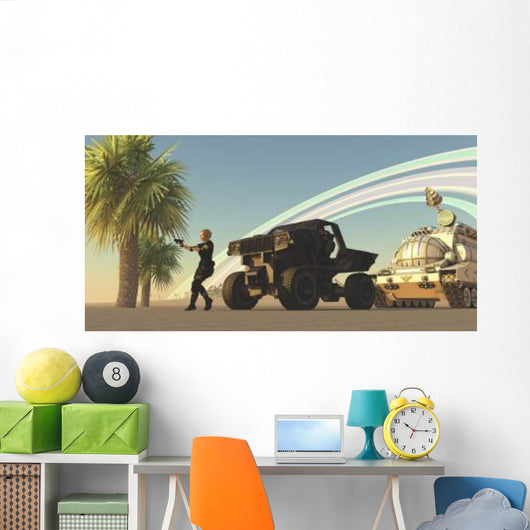 Female Soldier Draws Her Wall Decal