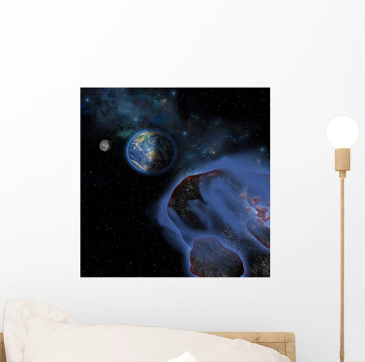 Several Asteroids Hurtle towards Wall Decal