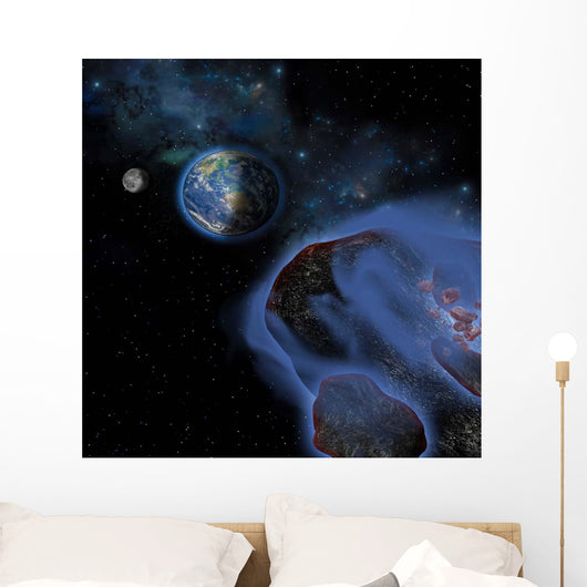 Several Asteroids Hurtle towards Wall Decal