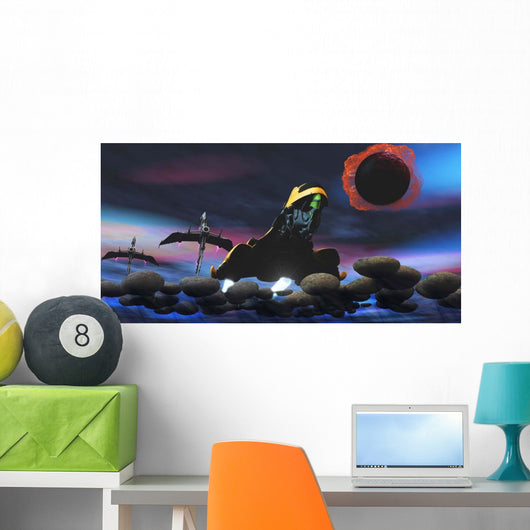 Spacecraft Passes Asteroid Field Wall Decal