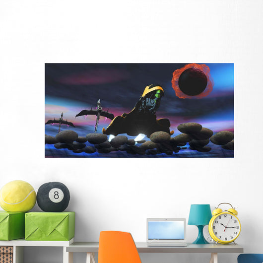 Spacecraft Passes Asteroid Field Wall Decal