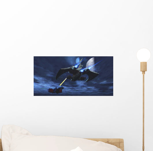Spaceship Blasts Laser Beam Wall Decal