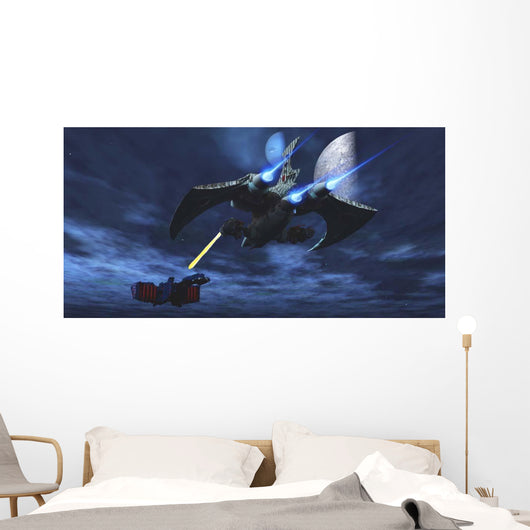 Spaceship Blasts Laser Beam Wall Decal