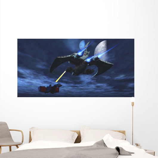 Spaceship Blasts Laser Beam Wall Decal