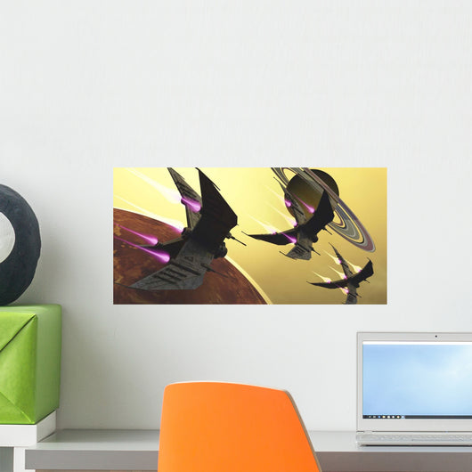 Three Spacecraft Pass One Wall Decal