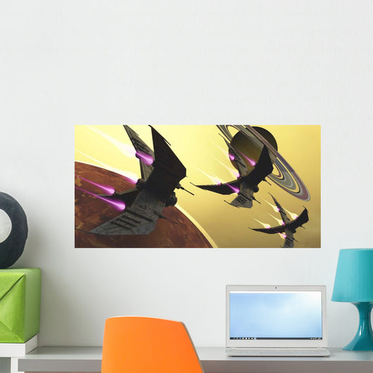 Three Spacecraft Pass One Wall Decal