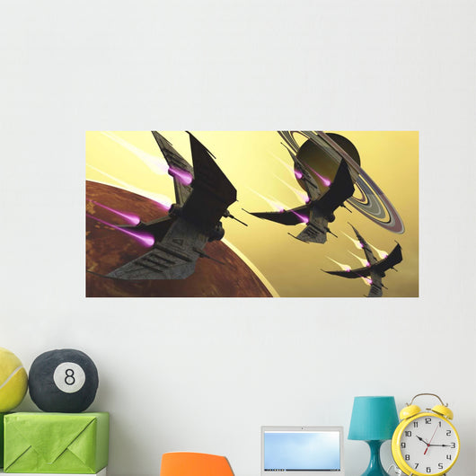 Three Spacecraft Pass One Wall Decal