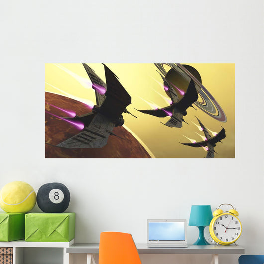 Three Spacecraft Pass One Wall Decal