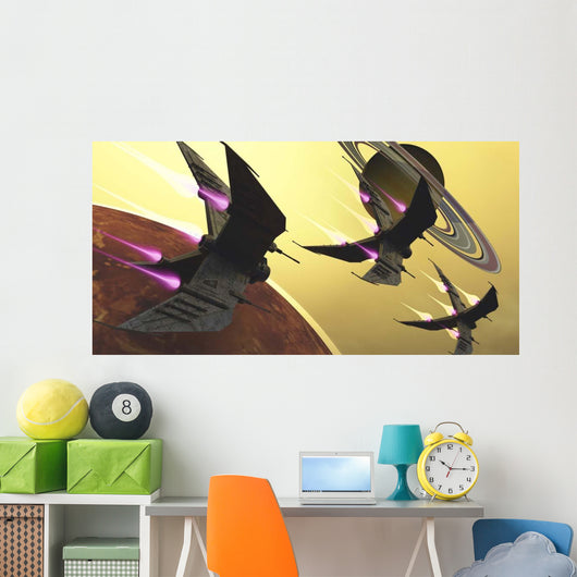 Three Spacecraft Pass One Wall Decal