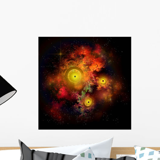 Collection Colorful Nebulae Gases Wall Decal Design 1