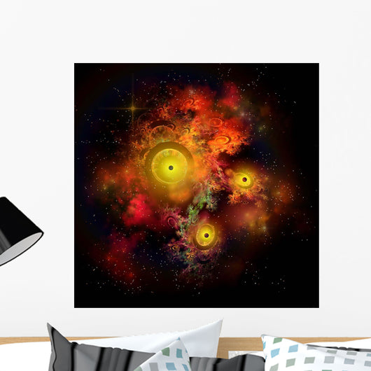 Collection Colorful Nebulae Gases Wall Decal Design 1