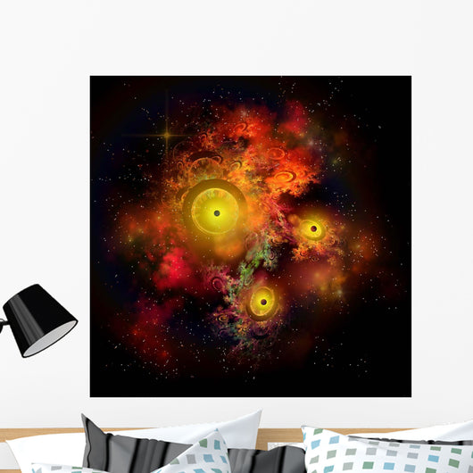 Collection Colorful Nebulae Gases Wall Decal Design 1